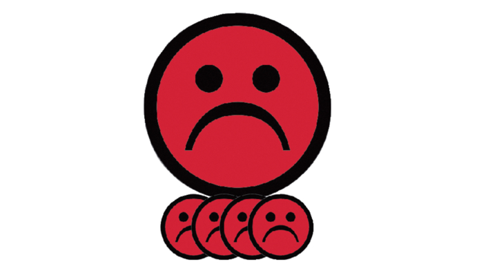 Magneet smiley 5cm emotie bedroefd rood(14032.202)