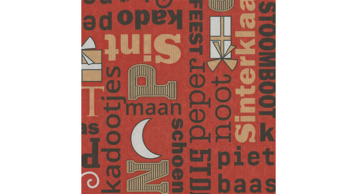 Cadeaupapier Sint, 50cm x 200 meter, D018, rood
