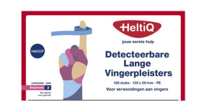 HeltiQ, detecteerbare vingerpleister, 2 cm x 120 meter (100 stuks)