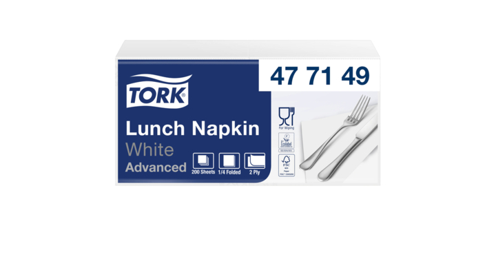 Lunchservet tork advanced vierdevouw wit(477149)