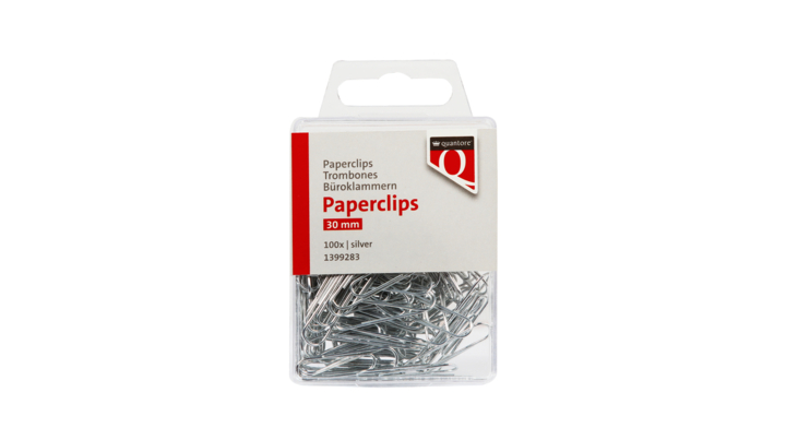 Paperclip quantore 30mm rond zilver 100 stuks(1399283)