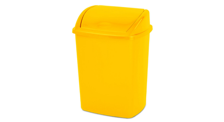 Afvalbak met swingdeksel, 26 liter, geel, VB 058422