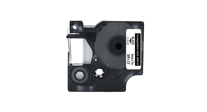 Lettertape compatible dymo 40910 9mmx7m transp/zwart