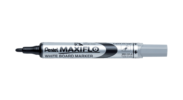 Viltstift pentel mwl5 whiteboard maxiflo 1mm zwart(010862)