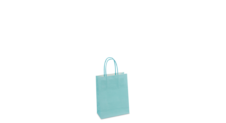Draagtas, papier, gedraaid koord, 14+7x19cm, blauw (250 st)
