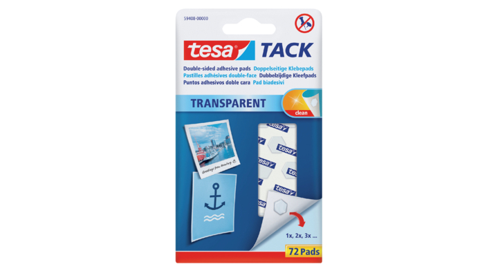 Kleefpad tesa tack transparant 72 stuks(59408-00000-00)