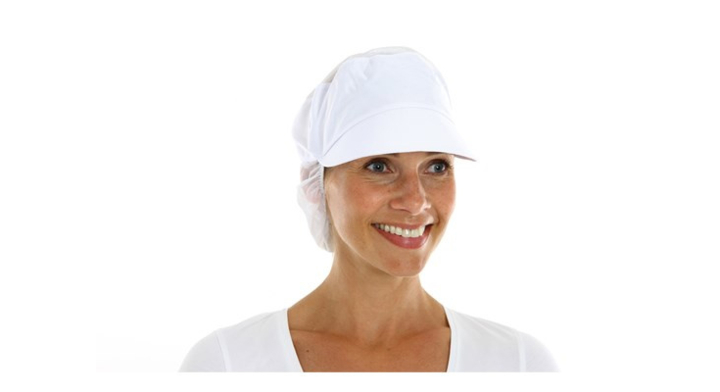 Pet met klep en haaropvang, wit (100 stuks)