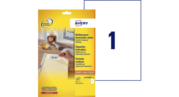 Etiket avery l4735rev-25 210x297mm 25st