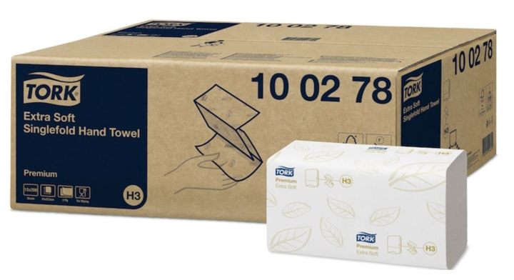 Tork Premium | Papieren Handdoekjes | 23x22,6cm | 2-Laags | H3 | Wit | 100278 (3.000 stuks)