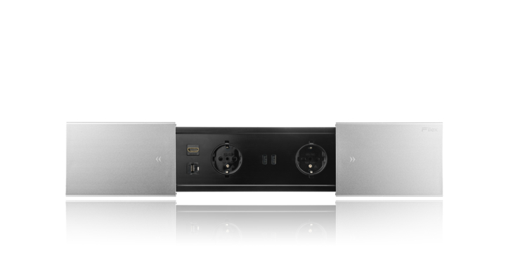 Filex, Desk In Slide, 2x230V, 2xUSB A, Cat6, 1xHDMI, zilver