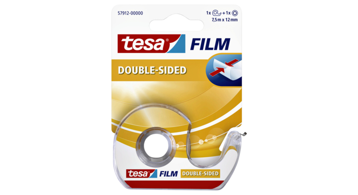 Plakband tesa film 7.5mx12mm 2-zijdig + dispencer(57912-0000