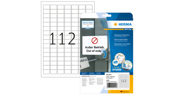 Etiket herma superprint 4211 25.4x16.9mm 2800st