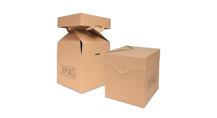 Pop-up doos, Kerst, 15x15x16cm,  Xmas, bruin (100 stuks)