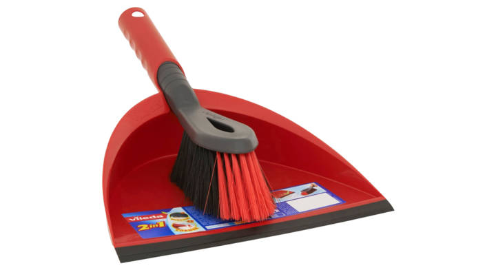 Vileda Handy Set, stoffer en blik, rood/zwart, 141742 (1 stuk)