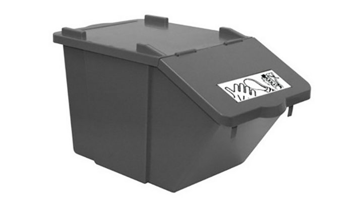 Recyclingbox, kunststof stapelbak, 45 liter, grijs,VB 206800