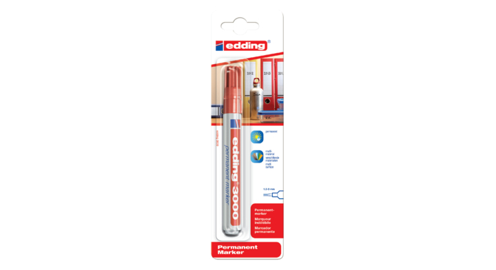 Viltstift edding 3000 perm rond 1.5-3mm rood