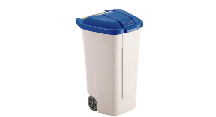 Afvalcontainer, 100 liter, beige/blauw, VB 002900