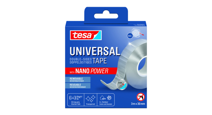 Plakband tesa nano power dubbelzijdig 30mmx3m(55810-00000-00