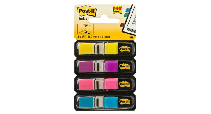 Indextabs 3m post-it 683 11.9x43.2mm 4 kleuren(6834ab)