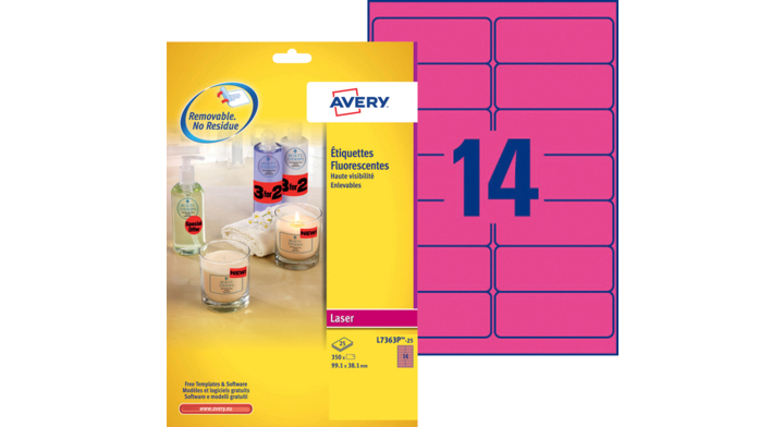 Etiket avery l7263y-100 99.1x38.1mm neon geel 1400