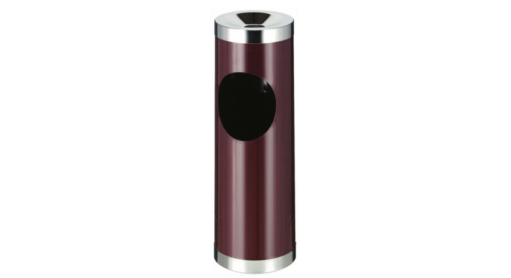 Stalen afvalbak met ashouder, 30 liter, bordeaux, VB 174000