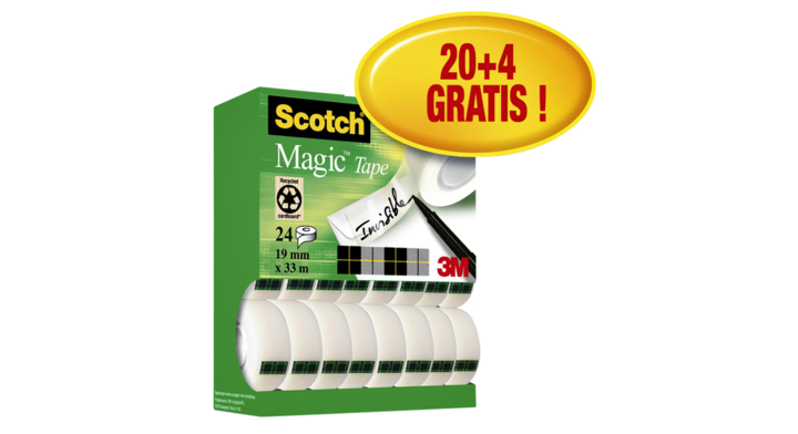 Plakband 3m scotch 810 19mmx33m magic onzichtbaar 20+4