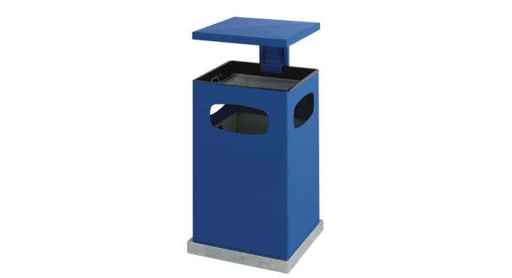 Afvalbak met ashouder en afdak, 80 liter, blauw, VB 201222