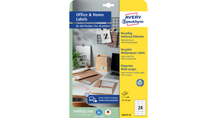 Etiket avery zweck lr3475 70x36mm 2400st recycled(lr3475)