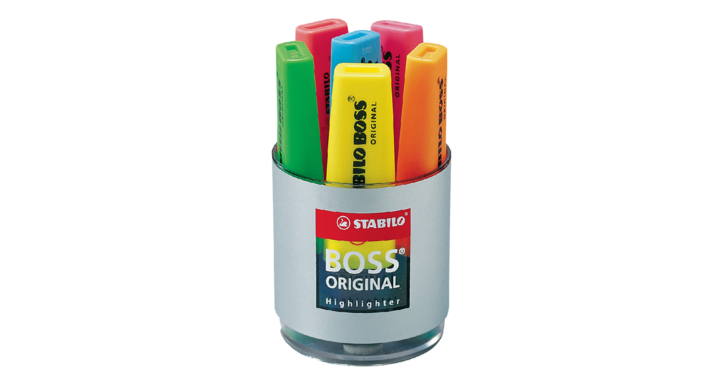 Markeerstift stabilo boss bureauset rond 6st ass