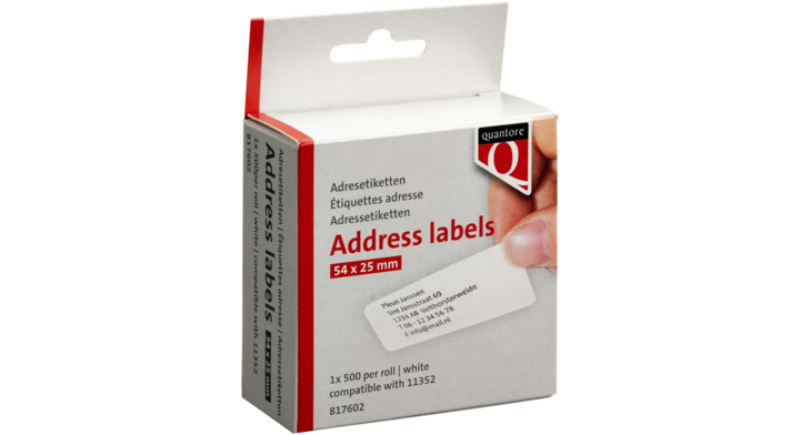 Label etiket quantore 11352 54mmx25mm retour wt(q11352)