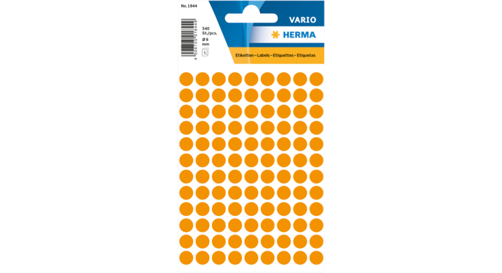 Etiket herma 1844 rond 8mm 540st fluor oranje