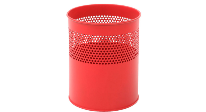 Metalen papierbak, geperforeerd, 10 liter, rood, VB 270510