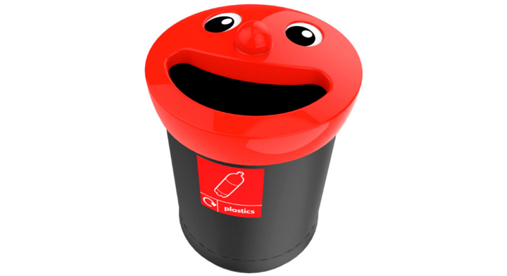 Smiley face afvalbak, 52 liter, zwart/rood, VB 719457