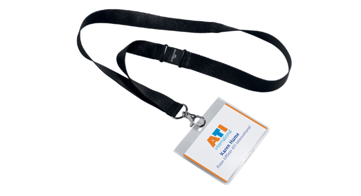 Badge durable 8600 +textielband 60x90mm