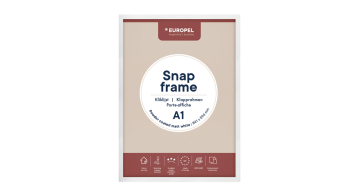 Kliklijst europel a1 25mm mat wit(355074)