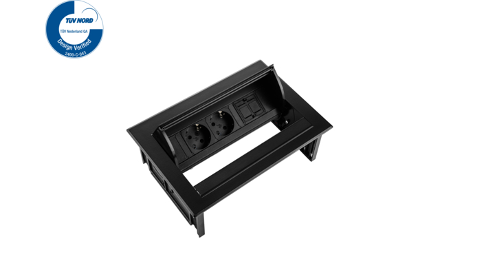 Filex, Power Desk In, 2x 230V, 1x keystone, zwart