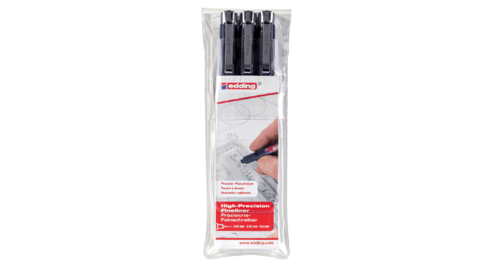 Fineliner edding 1800 0.1-0.3-0.5mm zwart(4-1800-3)