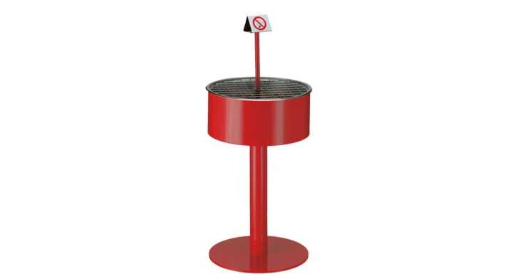 Zandasbak op voet, Ø460x950 mm, rood, VB 150390