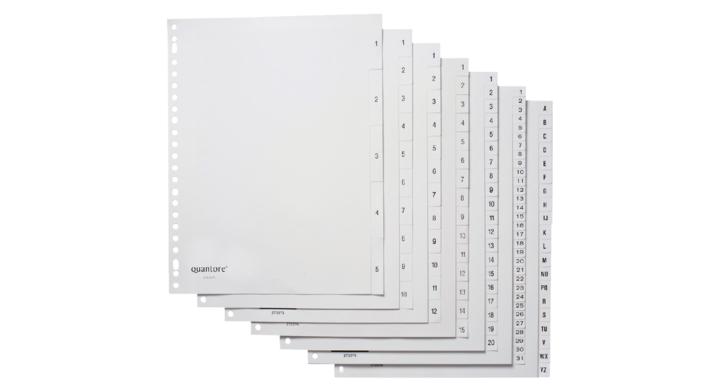 Tabblad quantore 23rings pp 1-5 wit