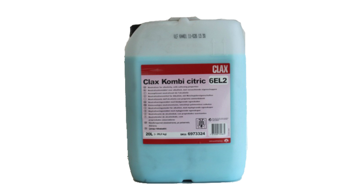 Clax Kombi Citric 6EL2, neutralisatiemiddel voor wasserijen, 20 liter (1 stuk) | OP=OP AANBIEDING