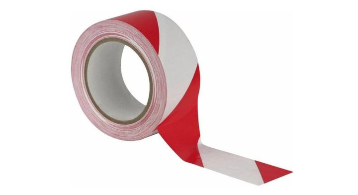 Vloermarkeringstape, 50mm x 33m, rood/wit (1 stuk)