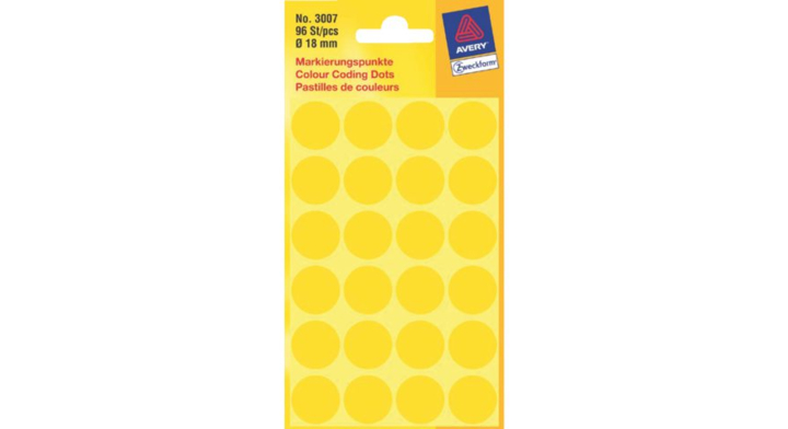 Etiket avery zweck 3007 18mm geel 96st