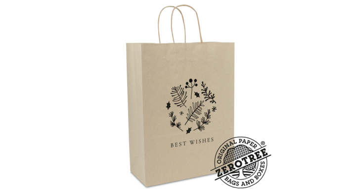 Kerst ZEROTREE® grastas, Best Wishes, 18+7x24cm (100 stuks)