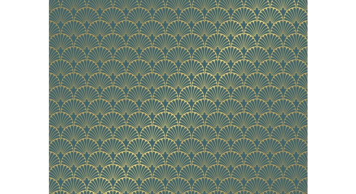 Cadeaupapier 30cm x 100m Artdeco Petrol/Gold R78002B