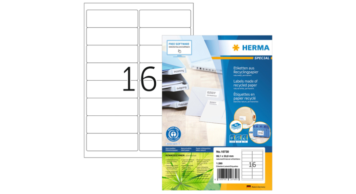 Etiket herma recycling 99.1x33.8mm wit(10730)