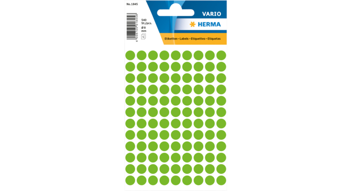 Herma, etiket rond, 8mm, groen, 1845 (540 stuks)