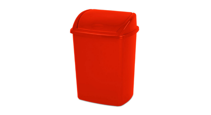 Afvalbak met swingdeksel, 15 liter, rood, VB 048416