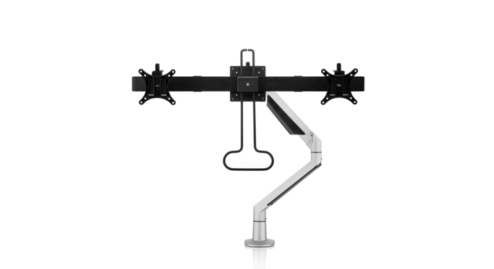 Filex Chicago monitorarm met crossbar | zilver | gasgeveerd | voor 2 schermen
