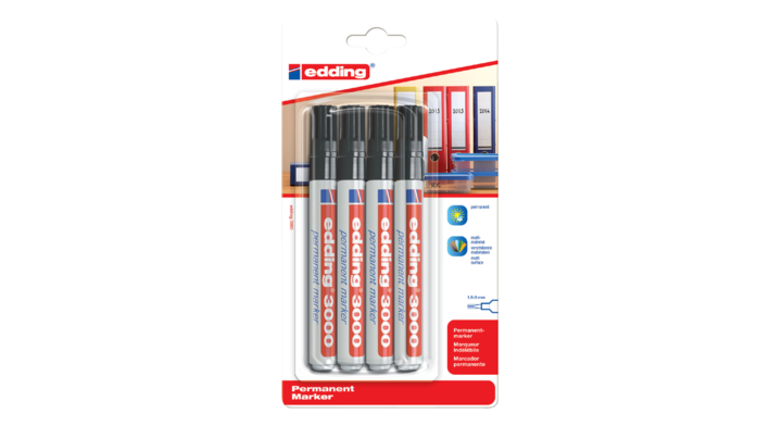 Viltstift edding 3000 perm rond 1.5-3mm zwart