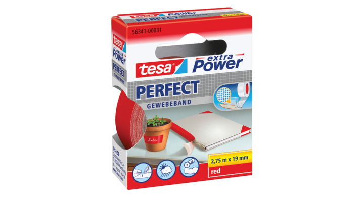 Plakband tesa textiel 19mmx2.75m rood(56341-00023-02)